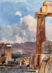 Het Oostelijke Portiek van het Erechtheum gezien vanaf de Noordelijke Peristyle van het Parthenon