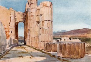 Uitzicht op de Noordelijke Peristyle van het Parthenon kijkend naar het Westen