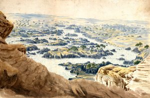 De Nijl bij het Tweede Cataract. Aquarel van John Gardner Wilkinson (1797-1875), Brits reiziger en archeoloog, 