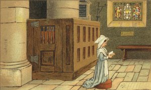 Meisje dat bidt in de kerk