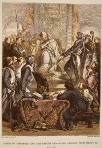 Simon de Montfort en de baronnen eisen hervormingen van Hendrik III, 1258, gegraveerd door Thomas Bolton door John Gilbert