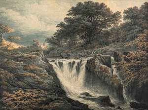Een Waterval in de Avond