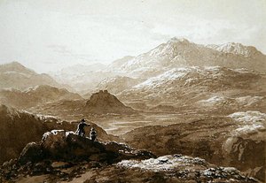 Dolyddelan Kasteel en Moel Siabod door John Glover