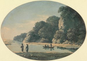 Rivier met vissers door John Glover