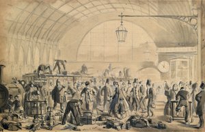 Kerstavond op Kings Cross Station, c.1870-90 door John Gordon Thomson