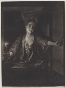 Meisje met een Kaars door John Greenwood after Nicolaas Verkolje