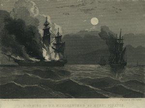 Verbranding van een Amerikaanse koopvaarder door rebellenpiraten, 1865