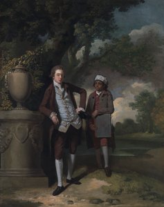 Portret van een Man en een Assistent die een Portfolio Draagt door John Hamilton Mortimer