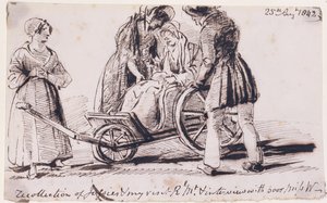 Dorothy Wordsworth (1771-1855) in een rolstoel, 1842 door John Harden
