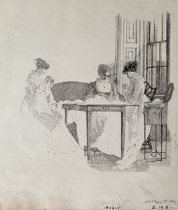 Dames naaien, 1805