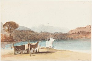 Picknick onder schuilplaats bij Lake Windermere, 1822 door John Harden