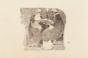 Twee vrouwen lezen bij lamplicht, 1804