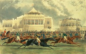 De race om de keizerbeker op Ascot, 12 juni 1845 (aquarel op papier) door John Harris