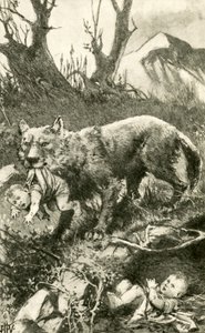 Romulus en Remus verzorgd door de wolf door John Harris Valda