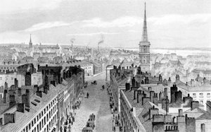 Liverpool vanaf het Stadhuis, kijkend naar het zuiden, gegraveerd door John Rogers, c.1830