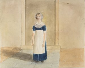 Portret van een leerling van St Georges Charity School for Girls, King Street, Southwark, nu bekend als Newcomen Street, 1826 door John Hassell