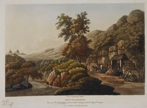 Schacht van een loodmijn. Uitzicht nabij Pont Aberglaslyn, Caernarvonshire, kijkend naar de Baai van Cardigan, gepubliceerd in 1798 door John Hassell