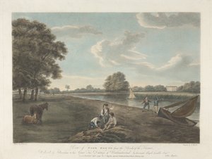 Uitzicht op Sion House vanaf de oevers van de Theems door John Hassell