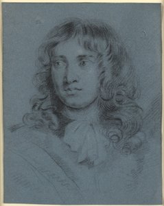 De miniatuurschilder Thomas Flatman, als jonge man met lange krullen en een sjaal om zijn nek door John Hayls