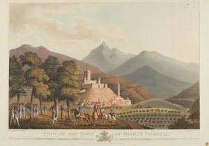 Uitzicht op de stad Briar, Valencia, gegraveerd door Dubourg, 1814