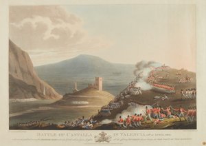 Slag bij Castalla in Valencia, 13 april 1813, gegraveerd door Dubourg, 1814
