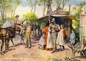 Brieven bezorgen in de Australische bush door John Henry Frederick (after) Bacon