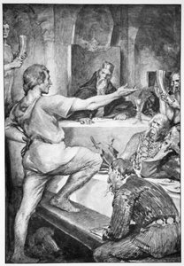 Beowulf antwoordt hooghartig aan Hunferth door John Henry Frederick Bacon