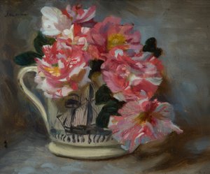 Gestreepte Rozen in een Scheepsmok door John Henry Lorimer