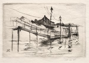 Voetgangersbrug, Bridgeport, Connecticut door John Henry Twachtman