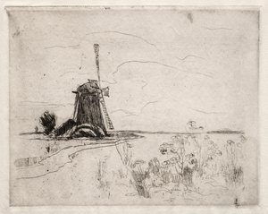 Molen en onkruid, Nederland door John Henry Twachtman