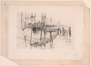 Het oude tolhuis in Bridgeport (grote plaat) door John Henry Twachtman