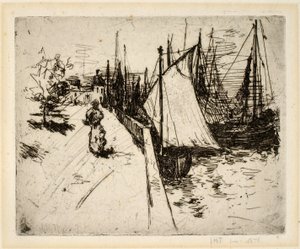 Vrouw op de kade, Honfleur door John Henry Twachtman