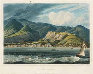 De stad Roseau, Dominique (Caraïben)