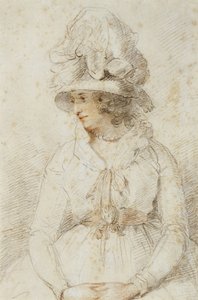 Portret van een dame, 1780s (zwart & rood krijt verhoogd met wit op buff laid papier)
