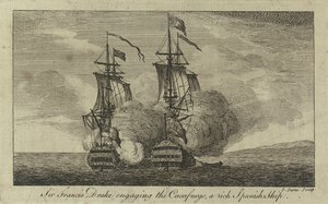 Sir Francis Drake in gevecht met de 
