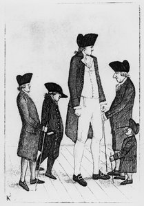 Byrne, de Ierse Reus, Mr. Watson, Mr. McGowan, Mr. Fairholme, en Geordie Cranstoun, 1784 door John Kay