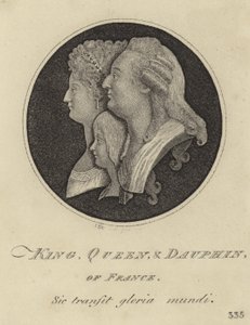 De koning, koningin en dauphin van Frankrijk door John Kay