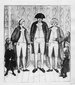 Drie Reuzen met een groep toeschouwers, 1784 door John Kay