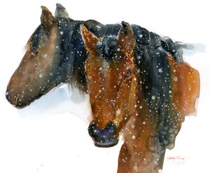 Paarden in de Winter door John Keeling
