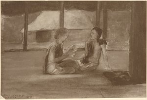 Meisjes in een Samoaanse hut door John La Farge