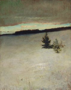 Sneeuwveld, ochtend, Roxbury door John La Farge
