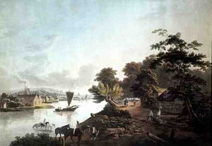 Millbank aan de Rivier de Theems, gegraveerd door F. Jukes