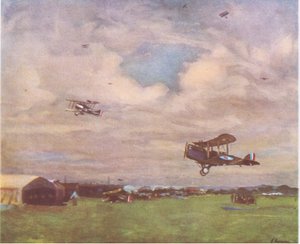 Een vliegveld in, 1918, uit British Adventure gepubliceerd door Collins, 1947