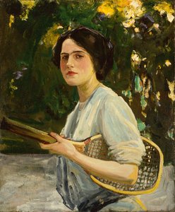 Eileen Lavery met een tennisracket
