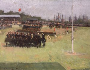 De Muzikale Rit van de 15e Huzaren tijdens het Militaire Toernooi op de Glasgow Internationale Tentoonstelling 1888