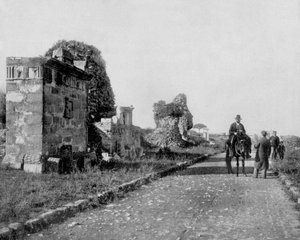 Via Appia in Rome (zwart-wit foto)