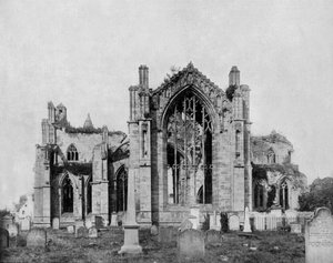 Melrose-abdij in Schotland, ca. 1890 (zw/w foto)