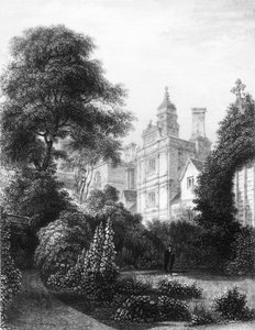 Caius College vanuit de Fellows Gardens, ca. 1837 door John Le Keux