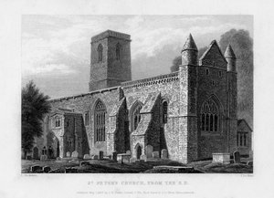 St. Pieterskerk, vanuit het zuidoosten, Oxford, 1833 door John Le Keux