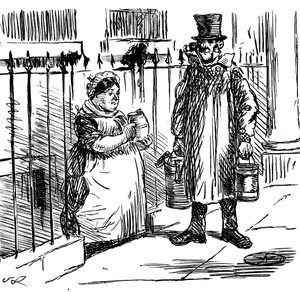 Een cartoon over het verdunnen van melk, geïllustreerd door John Leech door John Leech